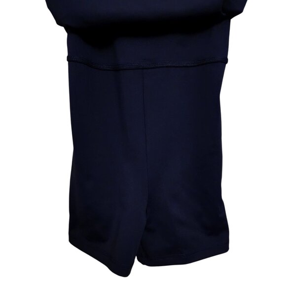 J Crew Navy Blue Romper Size M Stretchy Criss-Cross Scalloped Straps - Picture 6 of 9